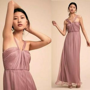 Anthro BHLDN Rose Quartz Porto Dress Chiffon Gown